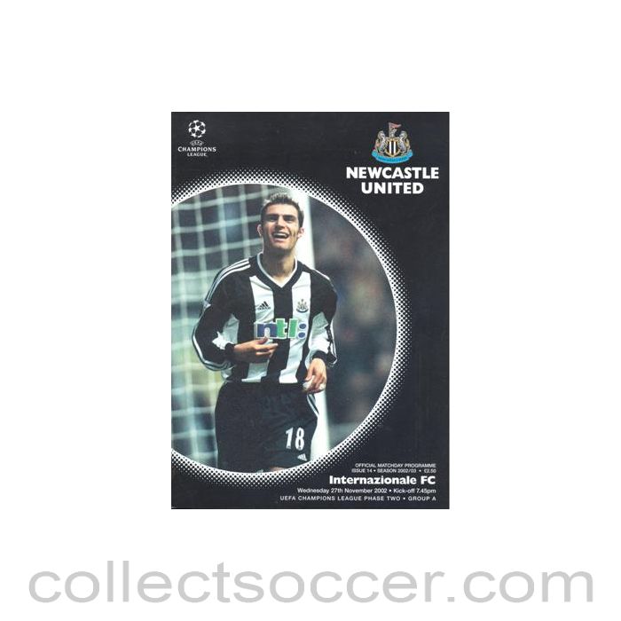 2002 - Newcastle United v Inter Milan official programme 27/11/2002 Champions League