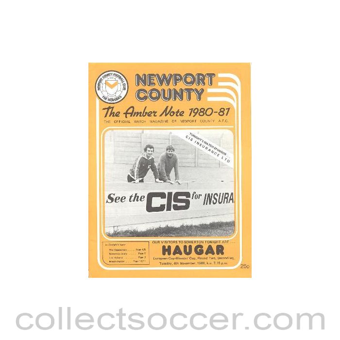 1980 - Newport County v Haugar official programme 04/11/1980 European Cup Winners Cup