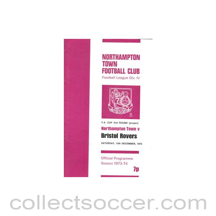 1973 - Northampton Town v Bristol Rovers official programme 15/12/1973 F.A. Cup