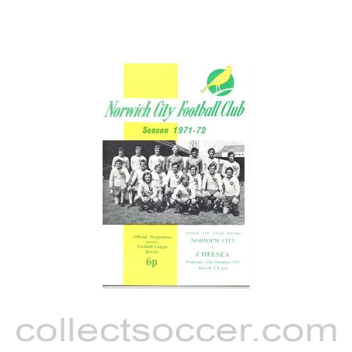 1971 - Norwich City vChelsea official programme 17/11/1971