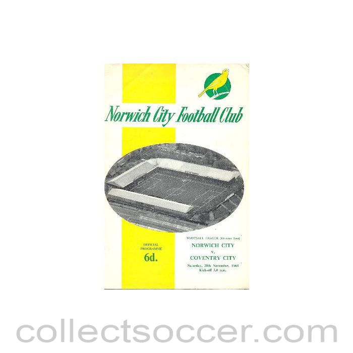 1964 - Norwich City v Coventry City official programme 28/11/1964