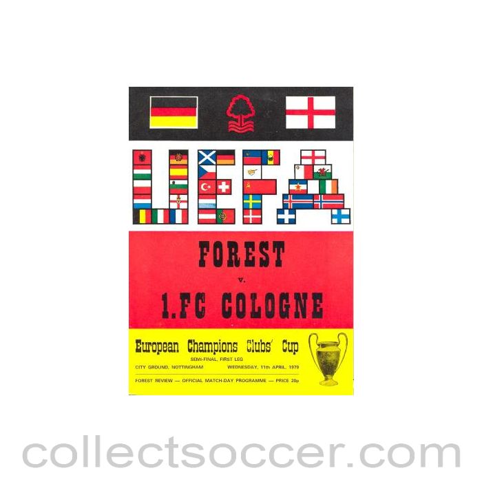 1979 - Nottingham Forest v Cologne official programme 11/04/1979 UEFA Cup