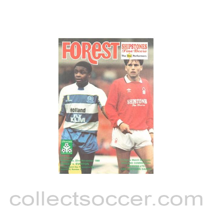 1989 - Nottingham Forest v Everton official programme 22/11/1989 Littlewoods Cup