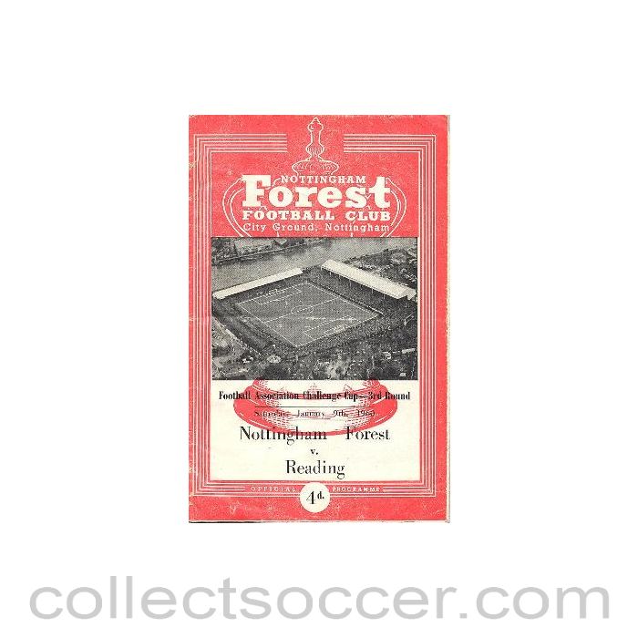 1960 - Nottingham Forest v Reading official programme 09/01/1960 F.A. Cup
