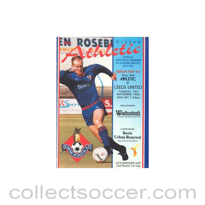 1989 - Oldham Athletic v Leeds United official programme 19/09/1989 Littlewoods Cup