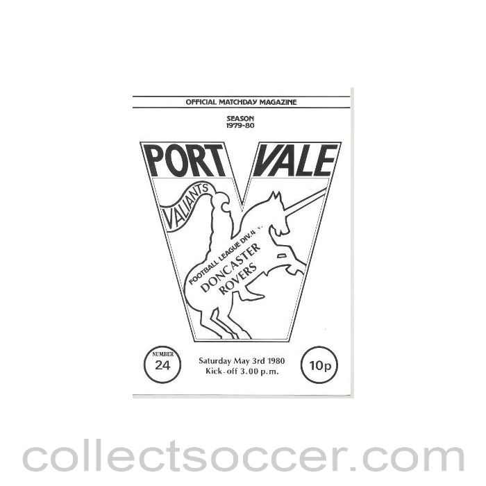 1980 - Port Vale v Doncaster Rovers official programme 03/05/1980