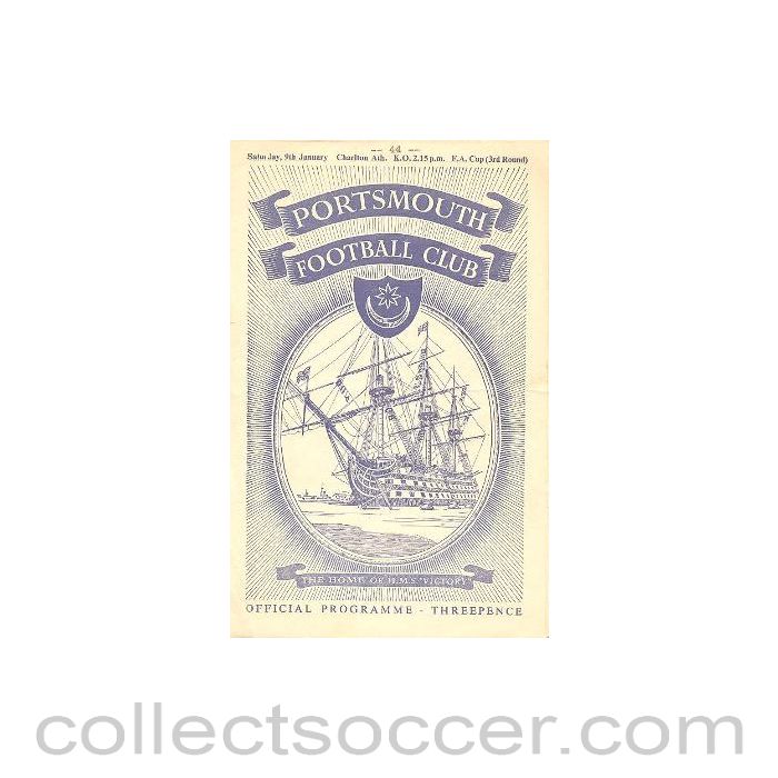 1954 - Portsmouth v Charlton Athletic official programme 09/01/1954