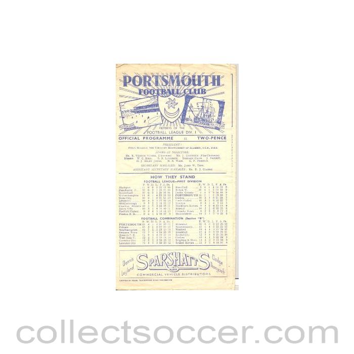1946 - Portsmouth vChelsea official programme 19/10/1946