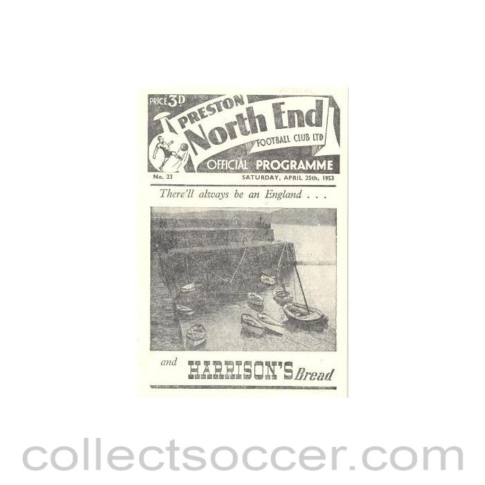 1953 - Preston North End v Arsenal official programme 25/04/1953