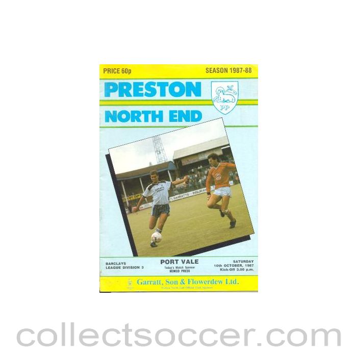 1987 - Preston North End v Port Vale official programme 10/10/1987 League