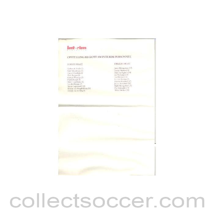 2000 - Regioteam V Chelsea Friendly 05/08/2000 teamsheet