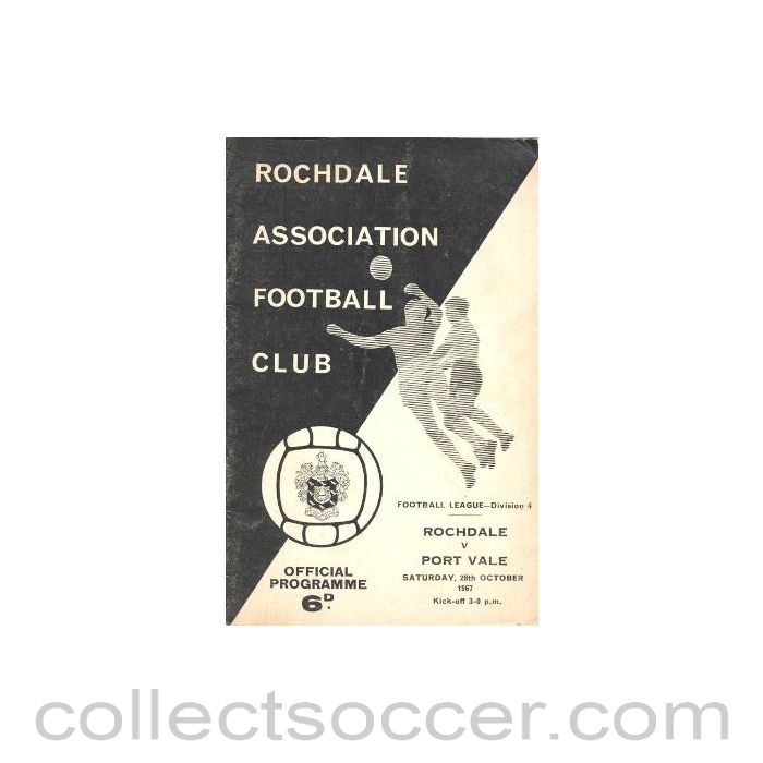 1967 - Rochdale v Port Vale official programme 28/10/1967 Football League