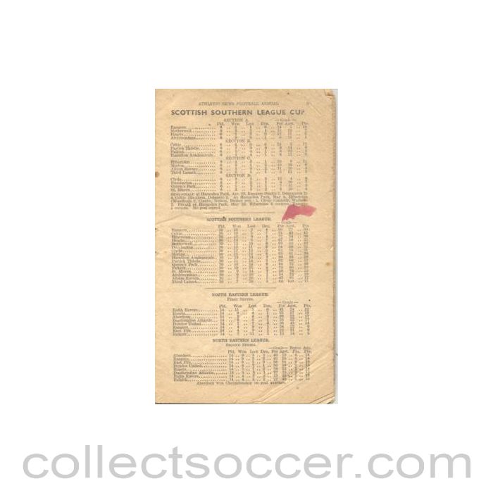 1943 - Scottish Southern League Cup Athletic News Football Annual 1943-1944