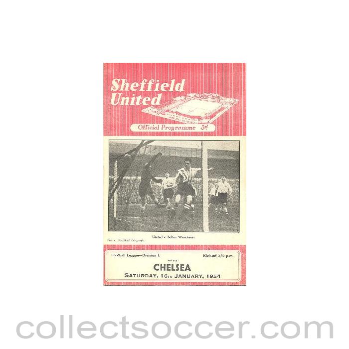 1954 - Sheffield United vChelsea official programme 16/01/1954