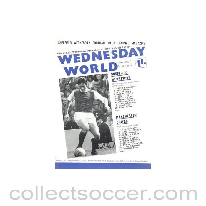 1969 - Sheffield Wednesday v Manchester United official programme 17/09/1969 Football League
