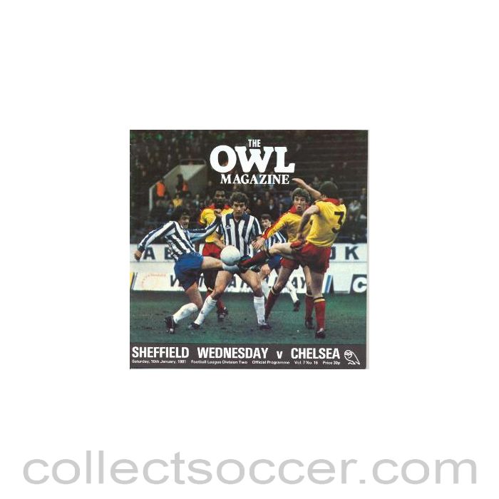 1981 - Sheffield Wednesday vChelsea official programme 10/01/1981 The Owl Magazine