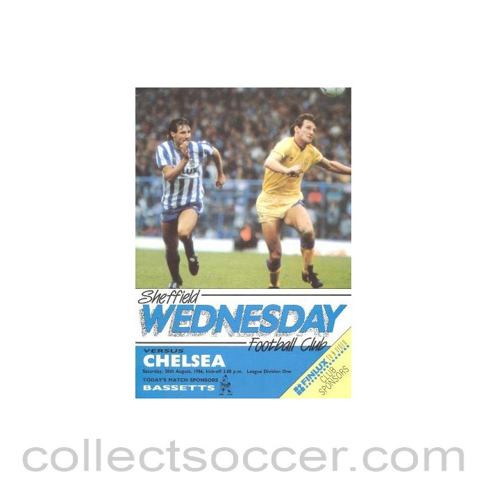 1986 - Sheffield Wednesday vChelsea official programme 30/08/1986