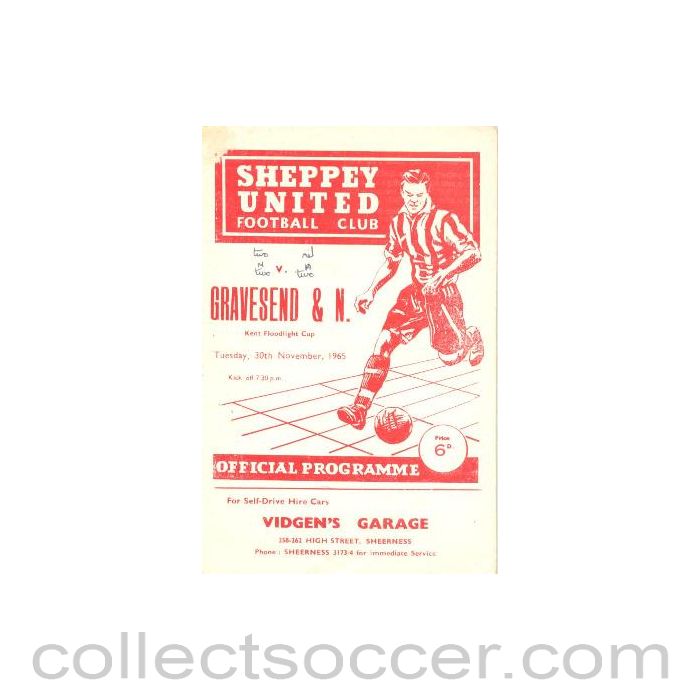 1965 - Sheppey United v Gravesend official programme 30/11/1965