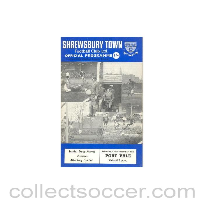 1970 - Shrewsbury Town v Port Vale official programme 12/09/1970