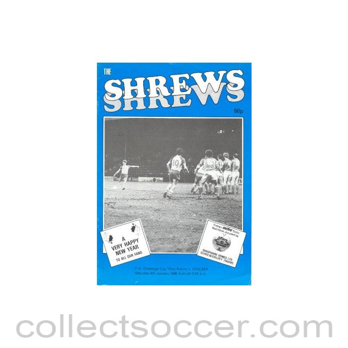 1986 - Shrewsbury Town vChelsea official programme 04/01/1986