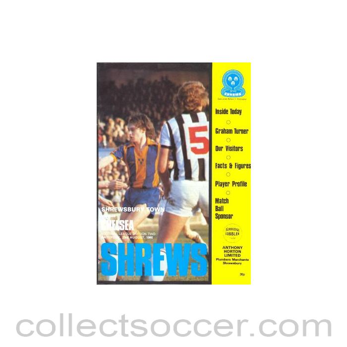 1980 - Shrewsbury Town vChelsea official programme 23/08/1980