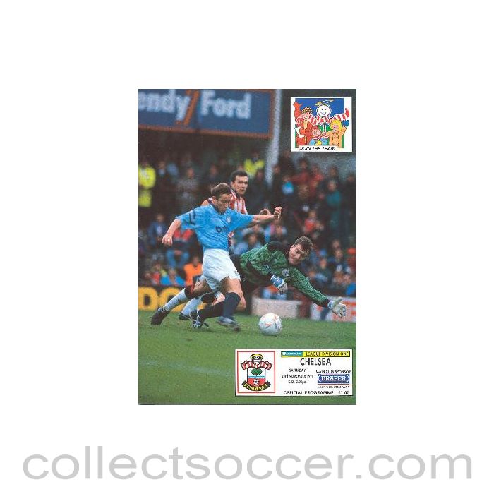 1991 - Southampton vChelsea official programme 23/11/1991