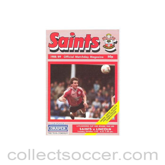 1988 - Southampton v Lincoln official programme 11/10/1988 Littlewoods Cup
