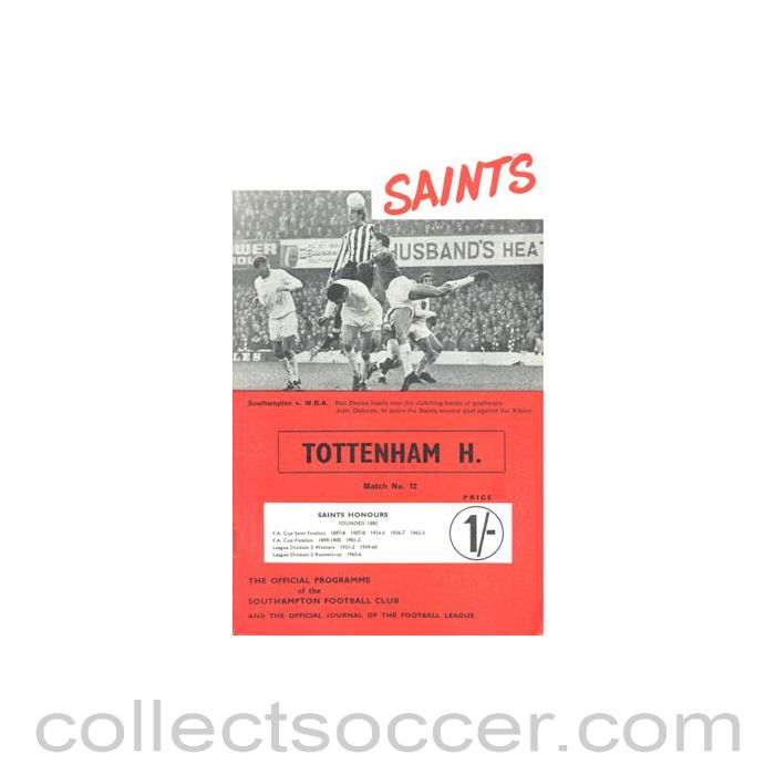 1968 - Southampton v Tottenham Hotspur official programme 23/11/1968 Football League