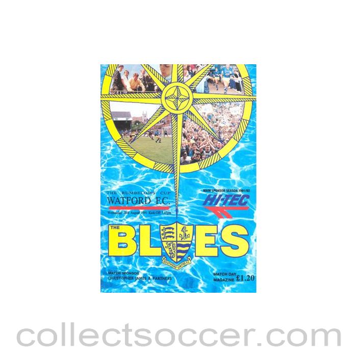 1991 - Southend United v Watford official programme 28/08/1991 Rumbelows Cup