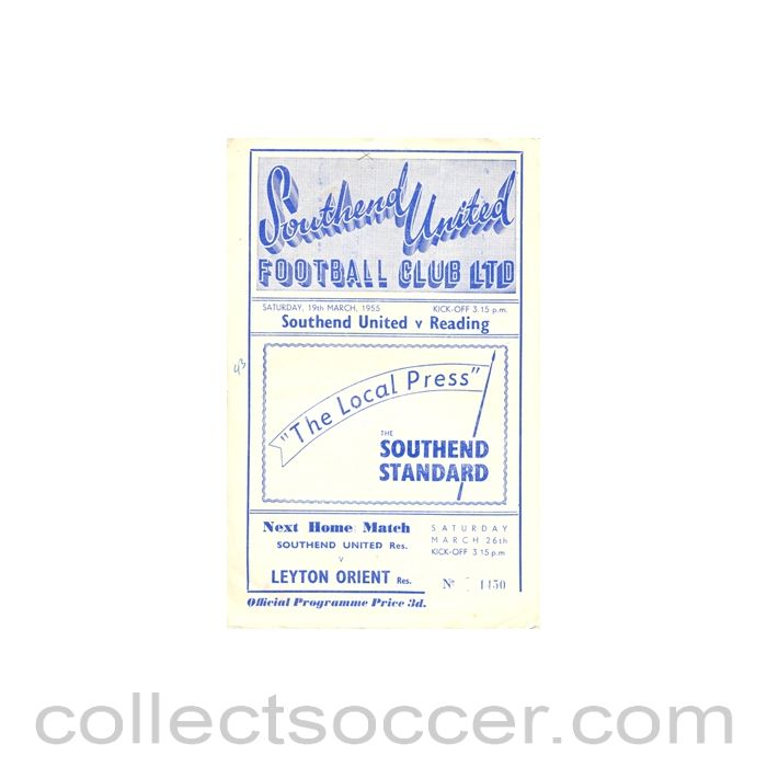 1955 - Southend United v Leyton Orient official programme 19/03/1955