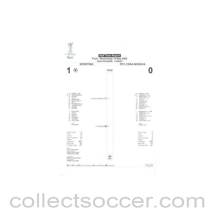 2005 - Sporting Lisbon v CSKA Moscow Half Time Report 18/05/2005 UEFA Cup Final