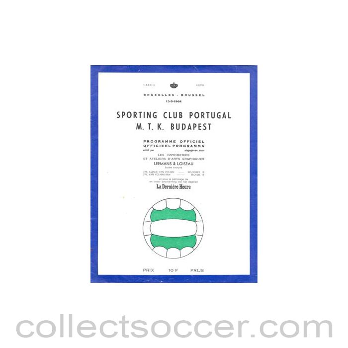 1964 Sporting Club Portugal v M.T.K. Budapest official programme 13/05/1964 European Cup