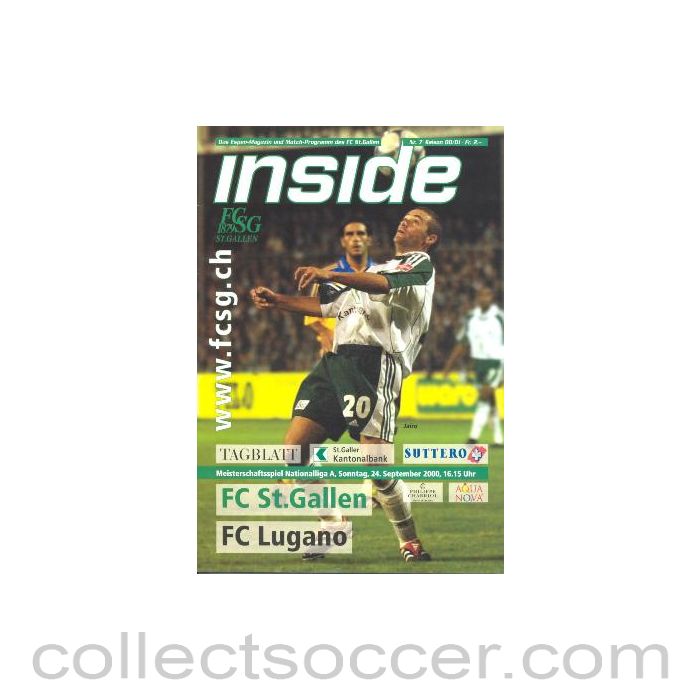 2000 - St. Gallen v Lugano official programme 24/09/2000 joined programme with St. Gallen vChelsea