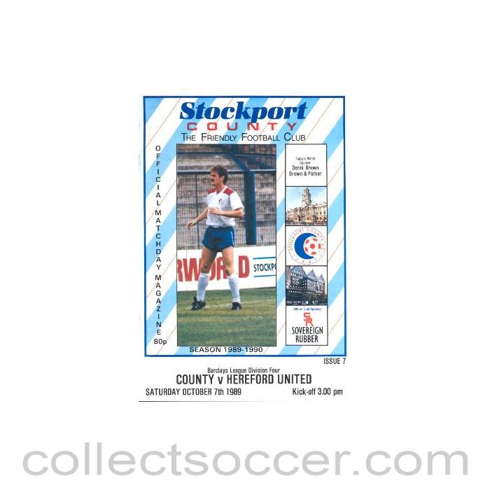 1989 - Stockport County v Hereford United official programme 07/10/1989 Football League