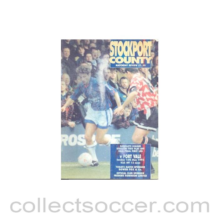 1993 - Stockport County v Port Vale official programme 16/05/1993