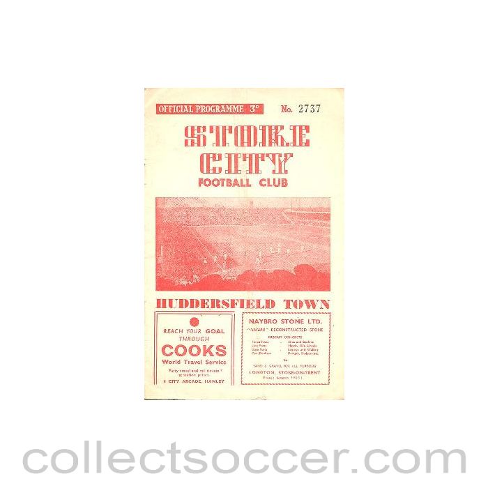 1957 - Stoke City v Huddersfield official programme 09/02/1957 Football League
