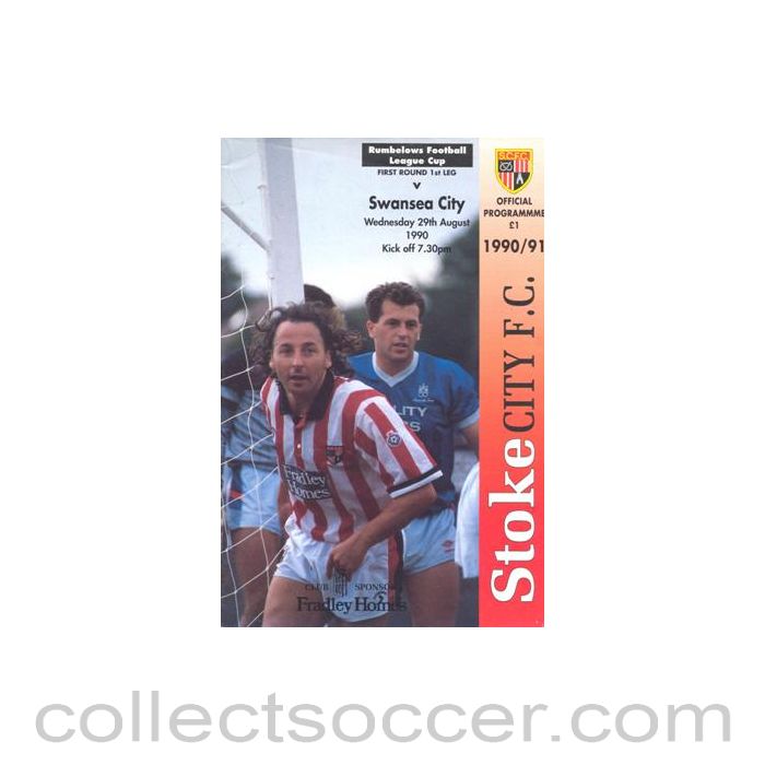 1990 - Stoke City v Swansea City official programme 29/08/1990 Rumbelows Football League Cup