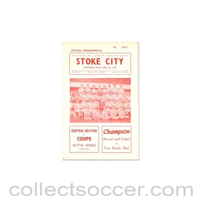 1962 - Stoke City v Chelsea official programe 01/09/1962