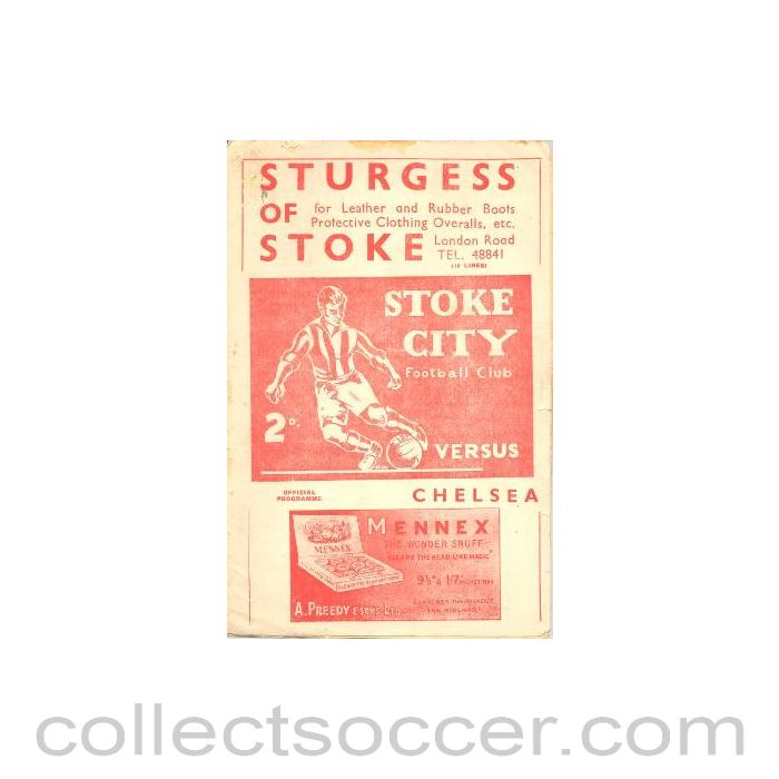 1951 - Stoke City vChelsea official programme Season 1951-1952