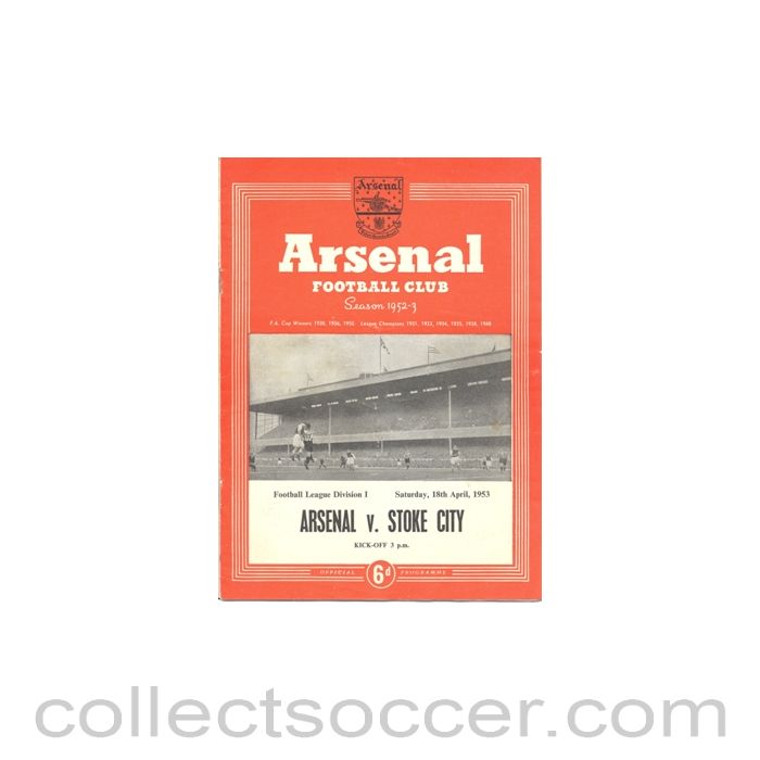 1953 - Arsenal v Stoke City official programme 18/04/1953