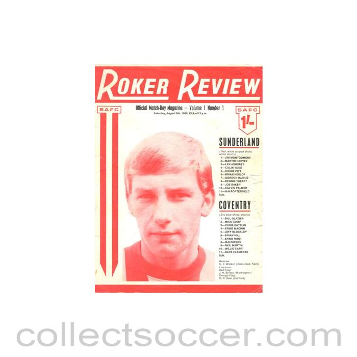 1969 - Sunderland v Coventry City official programme 09/08/1969 Football League
