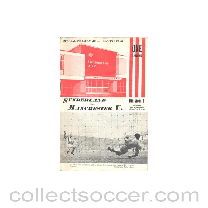 1968 - Sunderland v Manchester United official programme 09/11/1968 Football League