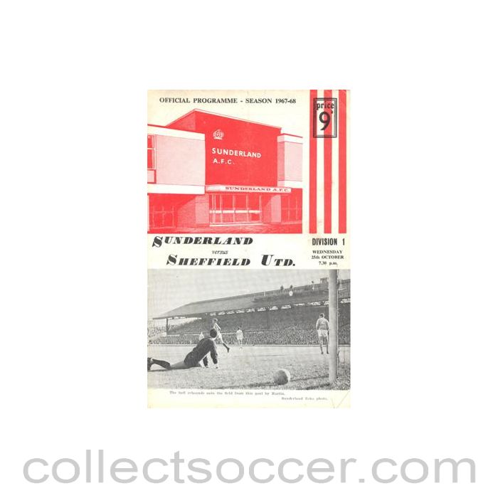 1967 - Sunderland v Sheffield United official programme 25/10/1967 Football League