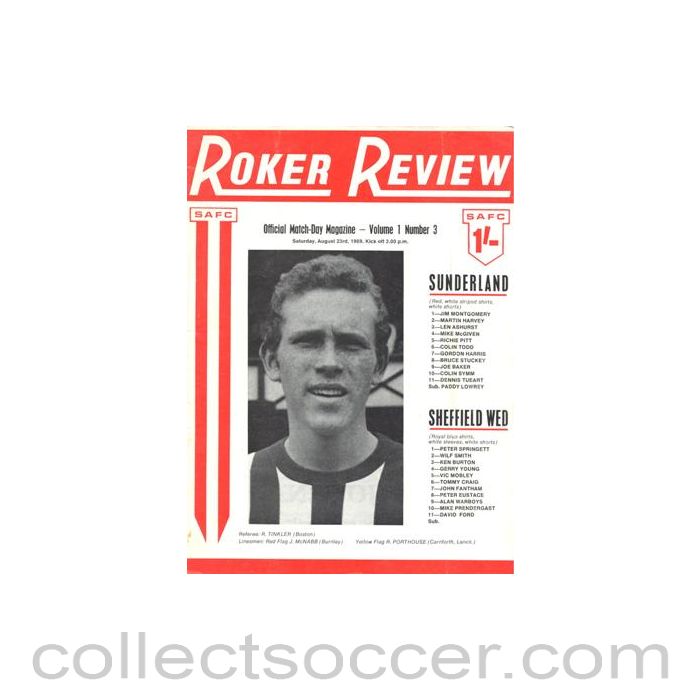 1969 - Sunderland v Sheffield Wednesday official programme 23/08/1969 Football League