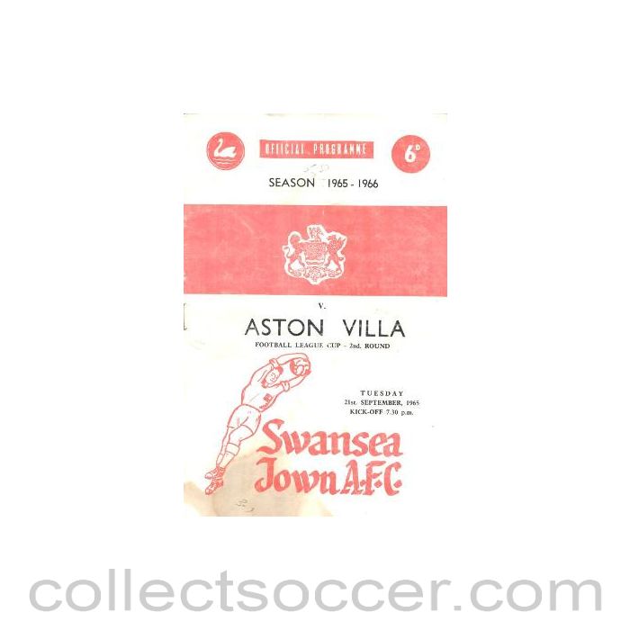 1965 - Swansea City v Aston Villa official programme 21/09/1965
