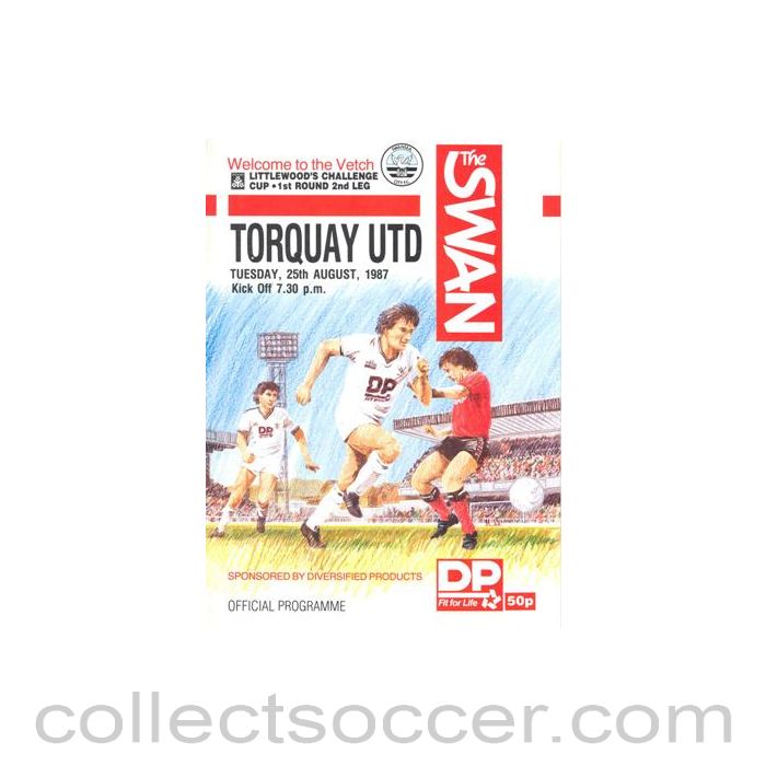 1987 - Swansea City v Torquay United official programme 25/08/1987 Littlewoods Cup