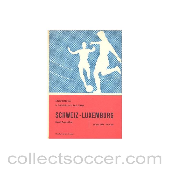 1960 - Switzerland v Luxembourg official programme 13/04/1960 Amateur International Match