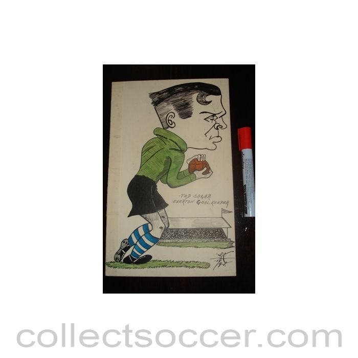1948 - Ted Sagar - Everton goalkeeper - Caricature 1948