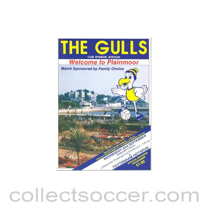 1987 - Torquay United v Tottenham Hotspur official programme 23/09/1987