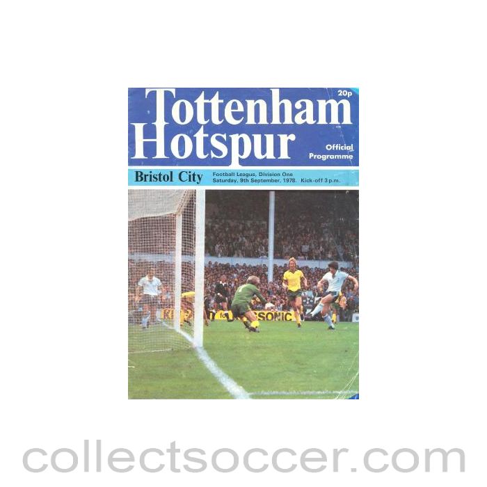 1978 - Tottenham Hotspur v Bristol City official programme 09/09/1978